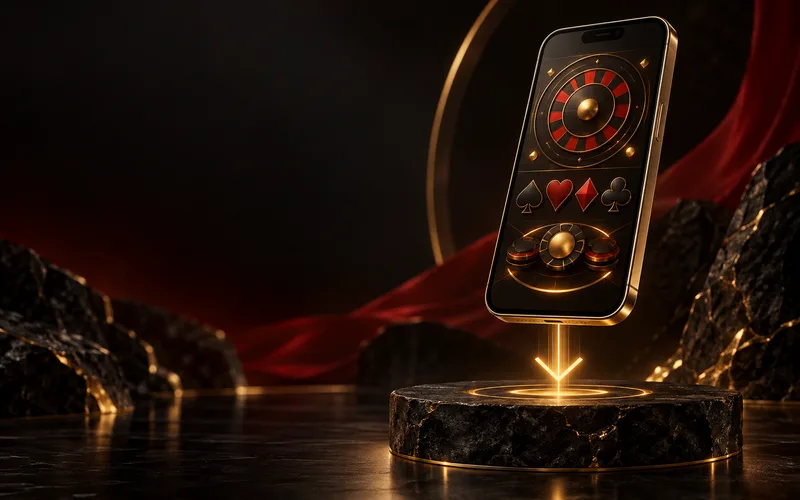Teléfono móvil con luz de descarga en tonos rojo y oro